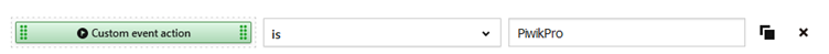 Ingesteld filter Custom event action is PiwikPro.